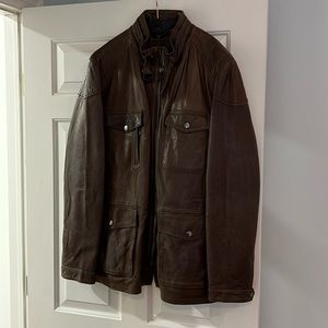Hugo Boss Men’s brown leather jacket NWT